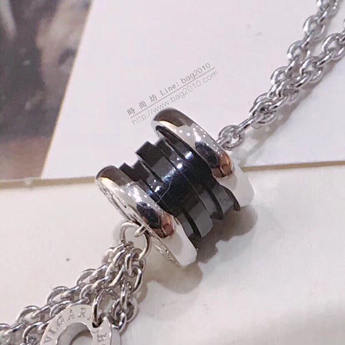 Bvlgari飾品 寶格麗S925純銀項鏈 寶格麗黑陶瓷流蘇項鏈  zgbq3261